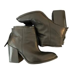 Baske California Black Leather Ankle Boots Chunky Black Heel Size 8.5